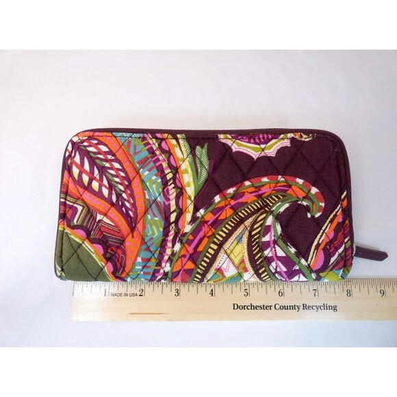 Vera Bradley RFID Georgia Wallet Heirloom Paisley Green Mauve Purple NWT Fall - Picture 5 of 6